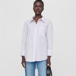 Anine Bing lavender and white stripe Mika Shirt size Medium